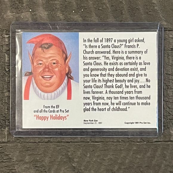 1991 Pro Set #NNO Santa Clause Card (2) + 1991 Score #737 American Flag Card (1) - Picture 6 of 8